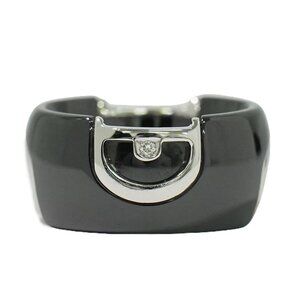 DAMIANI D Icon Diamond Ring Ceramic K18 White Gold Black US 4.75 8.9g